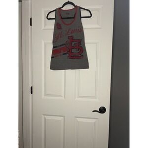 4her St Louis Cardinals Baseball Graphic Tank Top Small Gray Navy Red